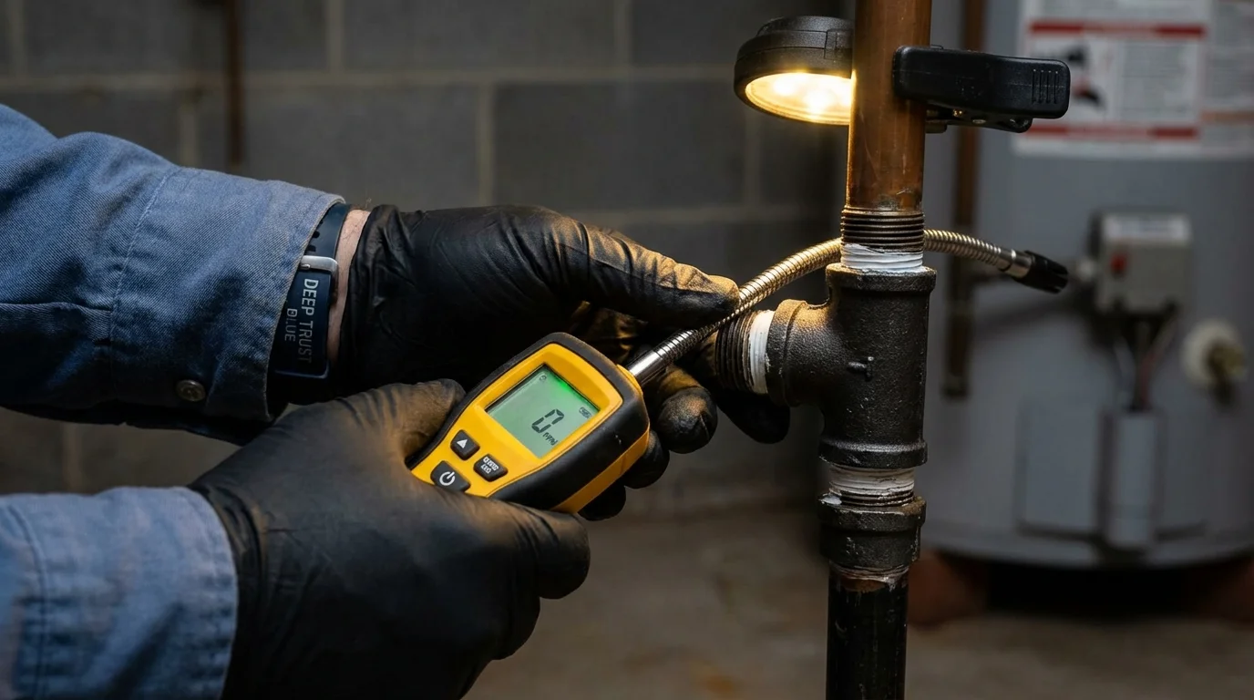 Gas leak detection with electronic sniffer by Johns Plumbing LLC in Moorcroft